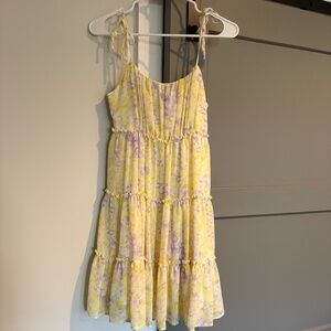 Purple and yellow flower short dress